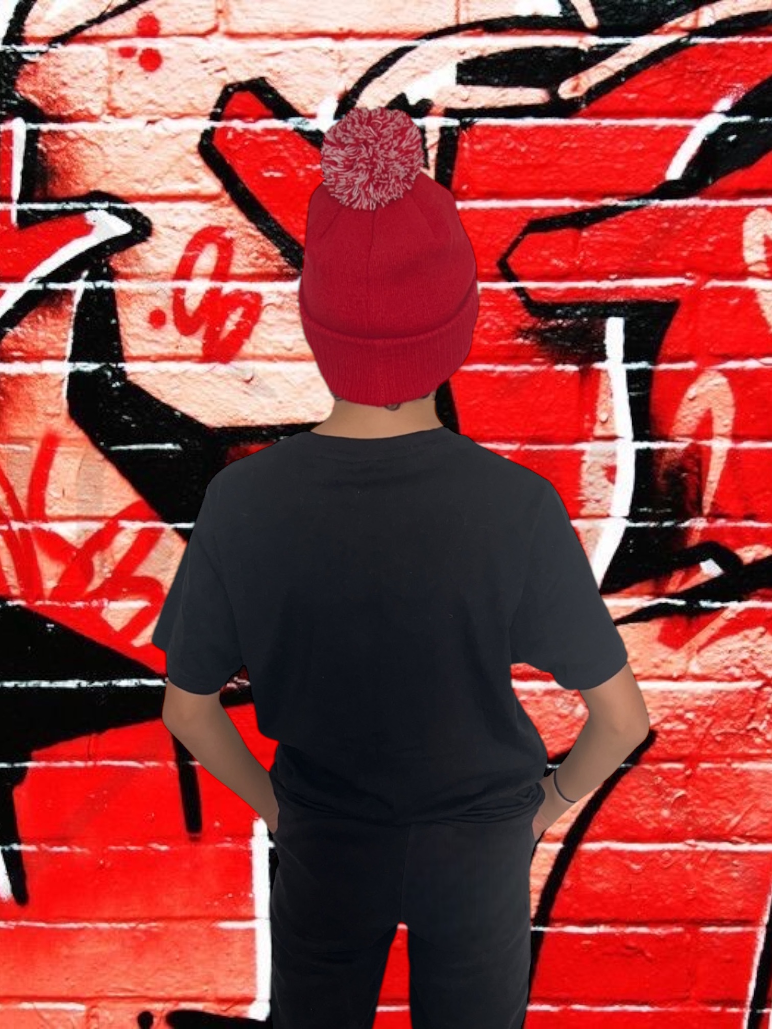 Bonnet Le S kids pompon Rouge – Image 5